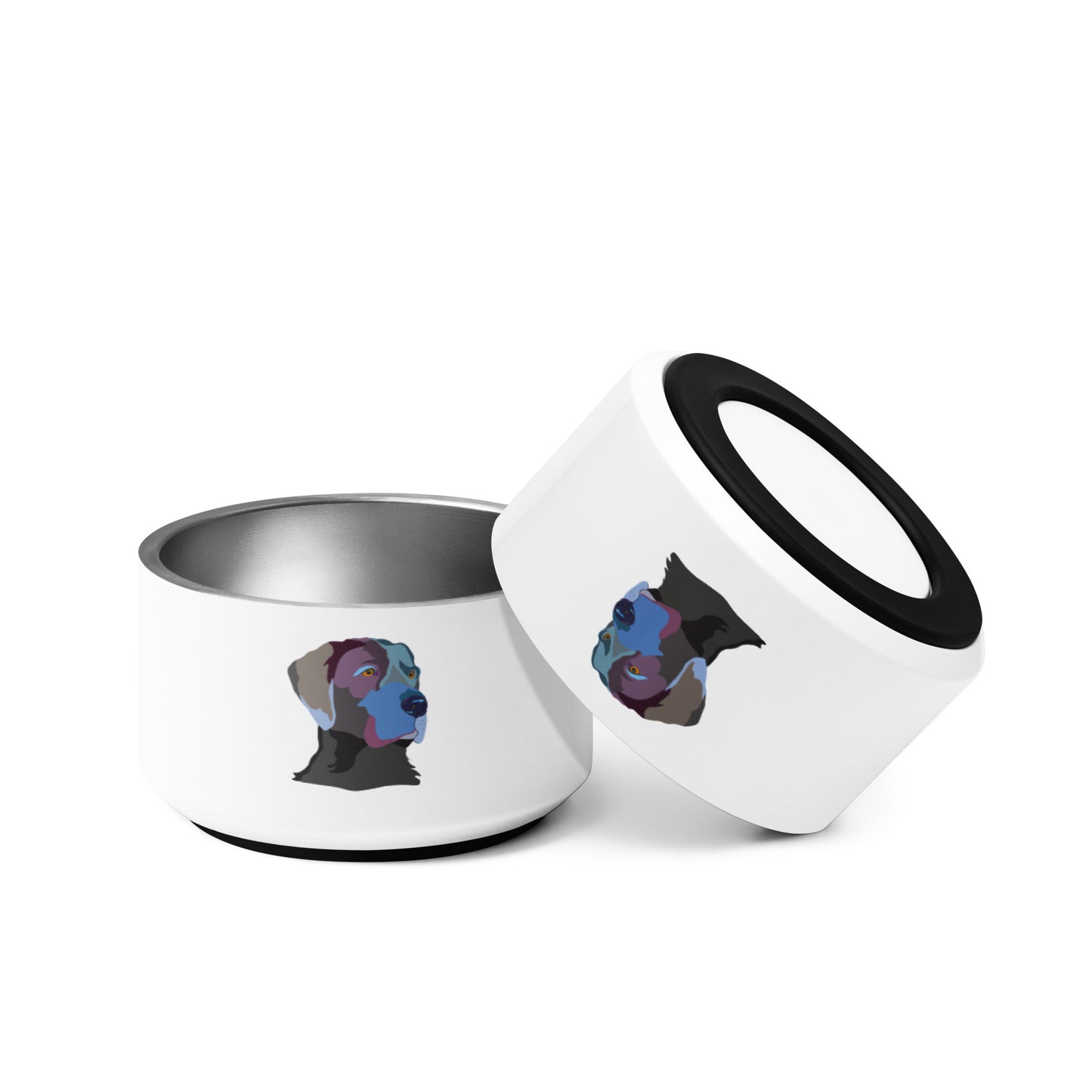 Stainless Steel Pet bowl black labrador
