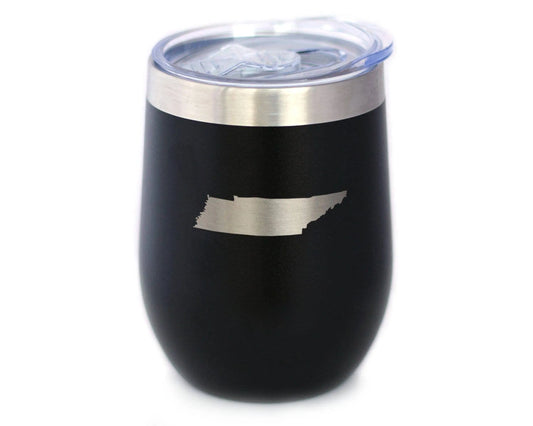 Tennessee Outline Insulated Wine Tumbler – 12oz Stainless Steel Cup with Lid | Gifts for Tennesseans, Wine Lovers, Coffee & Cocktail Travel Mug
