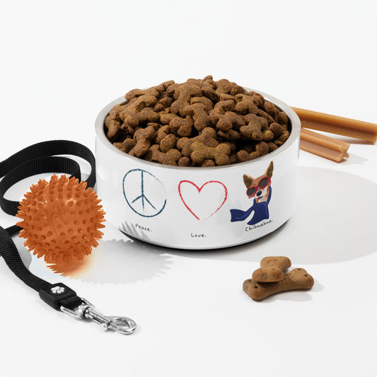 Stainless Steel Pet bowl Peace Love Chihuahua